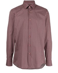Мужская розовая классическая рубашка с геометрическим рисунком от BOSS