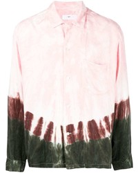 Мужская розовая классическая рубашка с принтом тай-дай от Toga