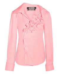 Женская розовая классическая рубашка с рюшами от Jacquemus