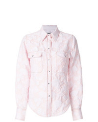 Розовая классическая рубашка с цветочным принтом