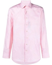 Мужская розовая классическая рубашка с цветочным принтом от Etro