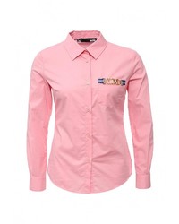 Женская розовая классическая рубашка от Love Moschino