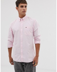 Мужская розовая классическая рубашка от Tommy Jeans