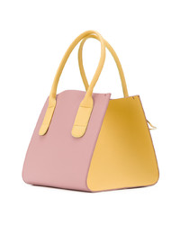 Розовая кожаная большая сумка с геометрическим рисунком от Roksanda