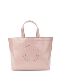 Розовая кожаная большая сумка с принтом от Anya Hindmarch