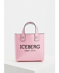 Розовая кожаная большая сумка с принтом от Iceberg