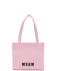 Розовая кожаная большая сумка с принтом от MSGM