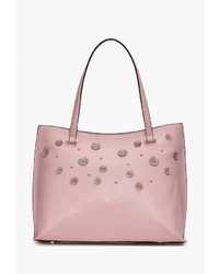 Розовая кожаная большая сумка с украшением от Labbra