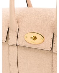 Розовая кожаная большая сумка от Mulberry