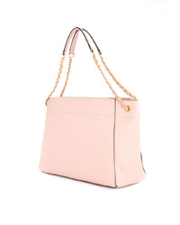 Розовая кожаная большая сумка от Tory Burch