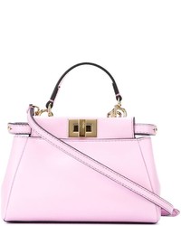 Розовая кожаная большая сумка от Fendi