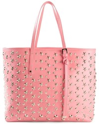 Розовая кожаная большая сумка от Jimmy Choo