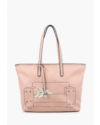 Розовая кожаная большая сумка от Pola