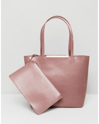Розовая кожаная большая сумка от Ted Baker