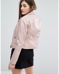 Женская розовая кожаная косуха от New Look