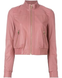 Женская розовая кожаная куртка от Twin-Set