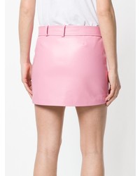 Розовая кожаная мини-юбка от Manokhi