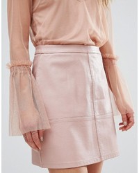 Розовая кожаная мини-юбка от New Look