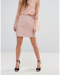 Розовая кожаная мини-юбка от New Look