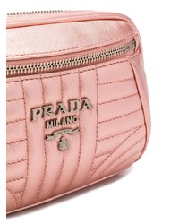 Розовая кожаная поясная сумка от Prada