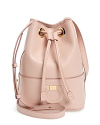 Розовая кожаная стеганая сумка-мешок