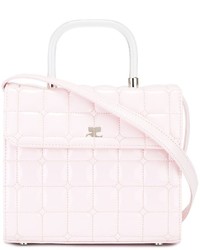 Розовая кожаная стеганая сумка через плечо от Courreges