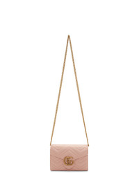 Розовая кожаная стеганая сумка через плечо от Gucci