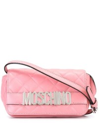 Розовая кожаная стеганая сумка через плечо от Moschino