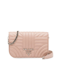 Розовая кожаная стеганая сумка через плечо от Prada