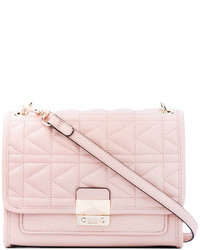 Женская розовая кожаная стеганая сумка от Karl Lagerfeld