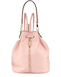 Розовая кожаная сумка-мешок