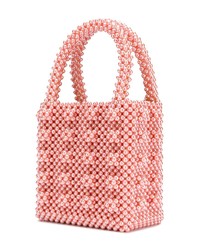 Розовая кожаная сумка-мешок с украшением от Shrimps