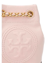 Розовая кожаная сумка-мешок от Tory Burch
