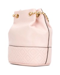 Розовая кожаная сумка-мешок от Tory Burch