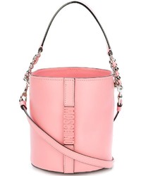 Розовая кожаная сумка-мешок от Moschino