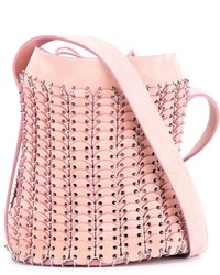 Розовая кожаная сумка-мешок от Paco Rabanne