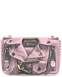 Розовая кожаная сумка с принтом