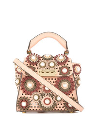 Розовая кожаная сумка-саквояж с украшением от Zac Zac Posen