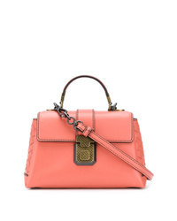 Розовая кожаная сумка-саквояж от Bottega Veneta