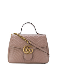 Розовая кожаная сумка-саквояж от Gucci