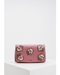 Розовая кожаная сумка через плечо с принтом от DKNY