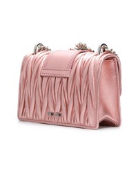 Розовая кожаная сумка через плечо с украшением от Miu Miu