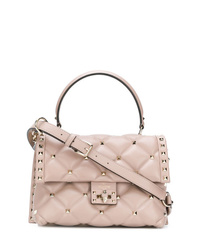 Розовая кожаная сумка через плечо с украшением от Valentino