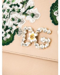 Розовая кожаная сумка через плечо с украшением от Dolce & Gabbana