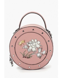Розовая кожаная сумка через плечо с цветочным принтом от Baggini