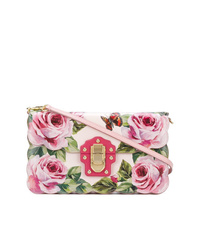 Розовая кожаная сумка через плечо с цветочным принтом от Dolce & Gabbana