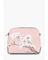 Розовая кожаная сумка через плечо с цветочным принтом от Mascotte