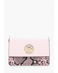 Розовая кожаная сумка через плечо со змеиным рисунком от Cromia
