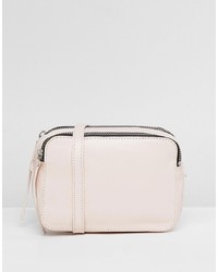 Розовая кожаная сумка через плечо от ASOS DESIGN