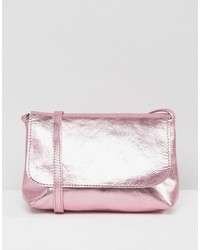 Розовая кожаная сумка через плечо от Asos